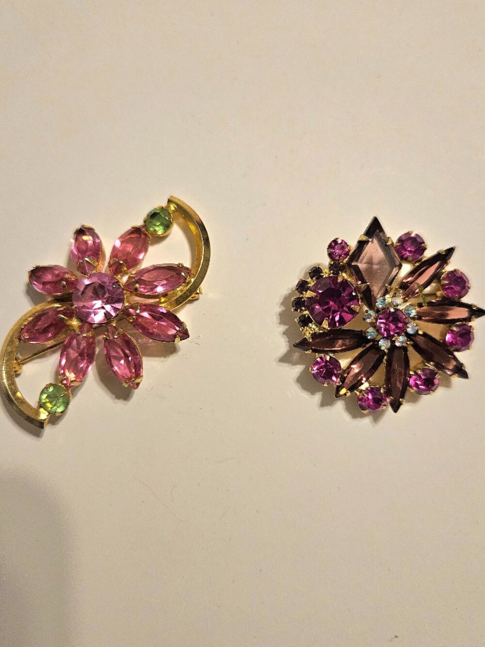 Lot of 2 Beautiful Rhinestone Brooches #11